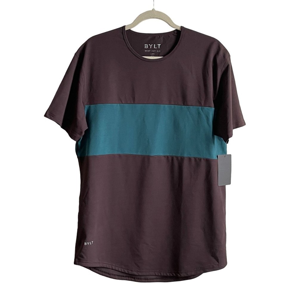 BYLT Shirt Drop‎ Cut S/S Lux Short Sleeve Color Block Wrinkle Free New Mens L